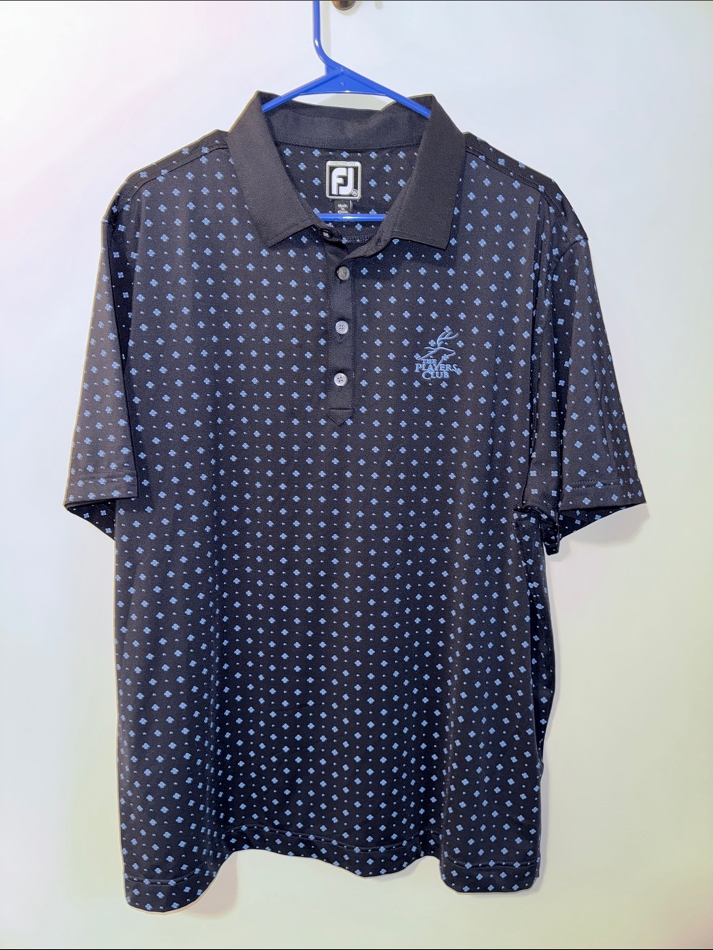 FootJoy Black Polo with Light Blue Diamond Print